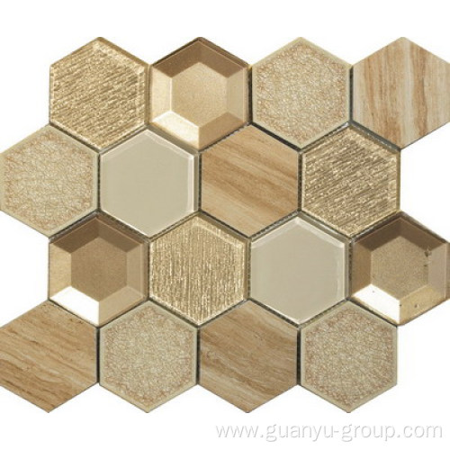 3D effect hexagon glass mosaic